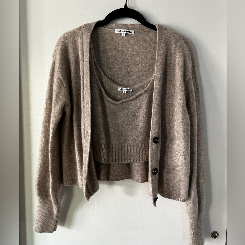 Reformation Recycled Cashmere Cardigan & Tank Set - Picture 2 of 8